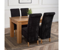 That's Furniture Dakota 127 X 82 Cm Chunky Oak Small Dining Table And 4 Chairs Dining Set With Montana Black Fabric Chairs - thumbnail 3