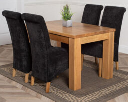 That's Furniture Dakota 127 X 82 Cm Chunky Oak Small Dining Table And 4 Chairs Dining Set With Montana Black Fabric Chairs - thumbnail 1