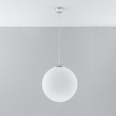 Sollux Lighting Ugo Glass & Steel White 1 Light Classic Pendant Ceiling Light - image 1