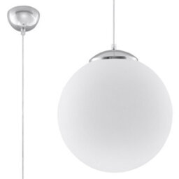 Sollux Lighting Ugo Glass & Steel White 1 Light Classic Pendant Ceiling Light - thumbnail 3