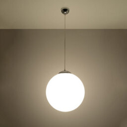 Sollux Lighting Ugo Glass & Steel White 1 Light Classic Pendant Ceiling Light - thumbnail 2
