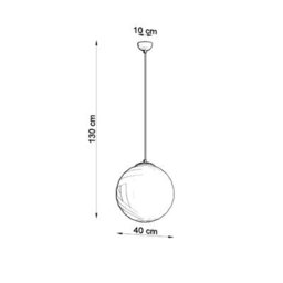 Sollux Lighting Ugo Glass & Steel White 1 Light Classic Pendant Ceiling Light - thumbnail 4