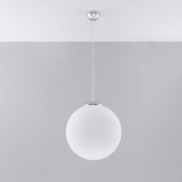 Sollux Lighting Ugo Glass & Steel White 1 Light Classic Pendant Ceiling Light - thumbnail 1