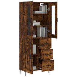 Berkfield Elegant Highboard Smoked Oak 69.5X34X180 Cm Engineered Wood - thumbnail 3