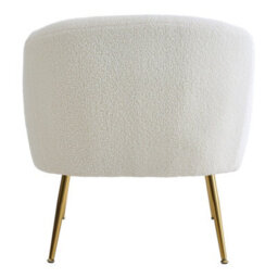 Living And Home Modern White Teddy Fleece Armchair With Adjustable Metal Legs, 70Cm H - thumbnail 6