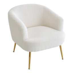 Living And Home Modern White Teddy Fleece Armchair With Adjustable Metal Legs, 70Cm H - thumbnail 3
