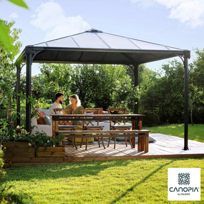 Xample Palram Canopia Palermo 3.6X3.6M Aluminium & Polycarbonate Gazebo With Heat Block Roof, Uv Protection & Built-In Gutters - image 1