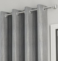Enhanced Living Goodwood Silver Thermal, Energy Saving, Dimout Eyelet Curtains With Wave Pattern (Pair) - 46 X 72 Inch (117X183Cm) - thumbnail 4