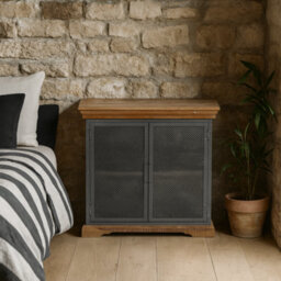 Wyld Haus Albatross Small Mango Wood And Metal Sideboard, 2 Doors, Sandblasted White Stain - thumbnail 1