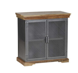 Wyld Haus Albatross Small Mango Wood And Metal Sideboard, 2 Doors, Sandblasted White Stain - thumbnail 3
