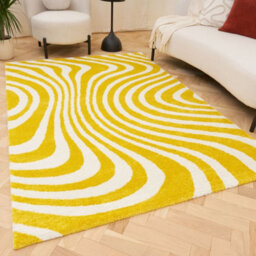 The Rugs Joli Yellow And White Striped Rug Soft Dense Pile Easy To Clean And Pet Friendly For Living Rooms And Bedrooms - thumbnail 1