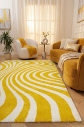 The Rugs Joli Yellow And White Striped Rug Soft Dense Pile Easy To Clean And Pet Friendly For Living Rooms And Bedrooms - thumbnail 4