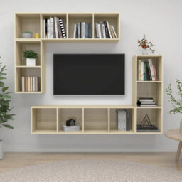 Berkfield 4 Piece Tv Cabinet Set Sonoma Oak Engineered Wood - thumbnail 1