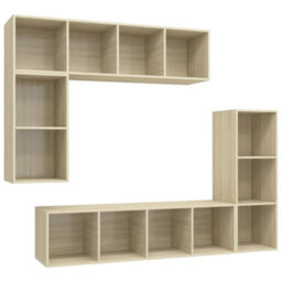 Berkfield 4 Piece Tv Cabinet Set Sonoma Oak Engineered Wood - thumbnail 2