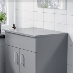 Nes Home 500mm Gloss Steel Grey Mdf Bathroom Worktop For Vanity Cabinet - thumbnail 4