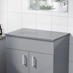 Nes Home 500mm Gloss Steel Grey Mdf Bathroom Worktop For Vanity Cabinet