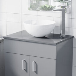 Nes Home 500mm Gloss Steel Grey Mdf Bathroom Worktop For Vanity Cabinet - thumbnail 2