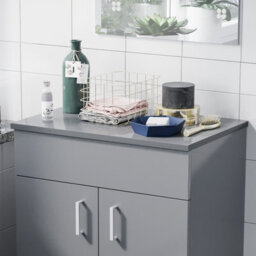 Nes Home 500mm Gloss Steel Grey Mdf Bathroom Worktop For Vanity Cabinet - thumbnail 3