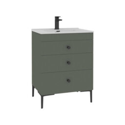 Royal Bathrooms Royal Bathroom Verona 600mm Matt Green 3-Drawer Floor Standing Bathroom Vanity Unit With Ceramic Basin & Matt Black Knob - thumbnail 6