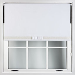 Furnished White Blackout Roller Blind With Decorative White Glitter & White Bow - Trimmable (W)140Cm X (L)165Cm