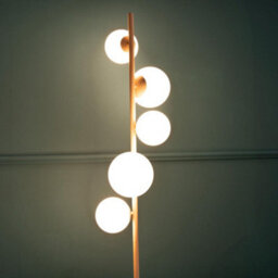 Valuelights Marlow Blush Pink Metal 5 Way Standing Floor Lamp With Glass Globe Lampshades - Bulbs Included - thumbnail 3