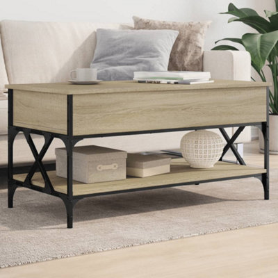 Berkfield Coffee Table Sonoma Oak 100X50X50 Cm Engineered Wood And Metal - image 1