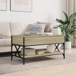 Berkfield Coffee Table Sonoma Oak 100X50X50 Cm Engineered Wood And Metal - thumbnail 3