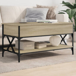 Berkfield Coffee Table Sonoma Oak 100X50X50 Cm Engineered Wood And Metal - thumbnail 1