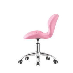 Pink Chair Cushioned Computer Office Chair Chrome Legs Swivel Adjustable Vanity Stool - thumbnail 4