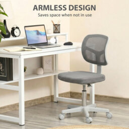 Vinsetto Small Office Chair Without Arms, Swivel Mesh Desk Chair, Dark Grey - thumbnail 5