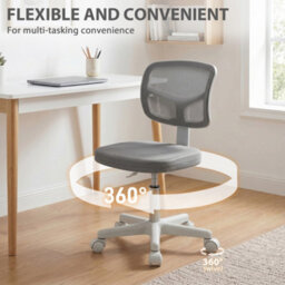 Vinsetto Small Office Chair Without Arms, Swivel Mesh Desk Chair, Dark Grey - thumbnail 6