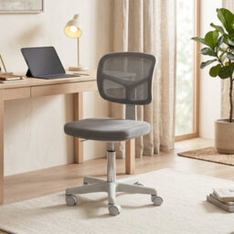 Vinsetto Small Office Chair Without Arms, Swivel Mesh Desk Chair, Dark Grey - thumbnail 9