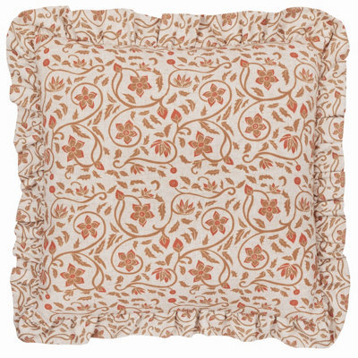 Paoletti Seventy Three Linen Filigree Printed Ruffle Cushion Cover - image 1