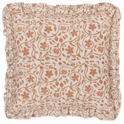 Paoletti Seventy Three Linen Filigree Printed Ruffle Cushion Cover