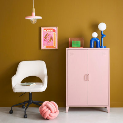 Sweeek - Metal Sideboard Cabinet With 2 Storage Compartments Industrial-Style Pink 75X33X110 Cm - Soho - image 1