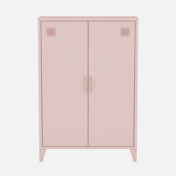 Sweeek - Metal Sideboard Cabinet With 2 Storage Compartments Industrial-Style Pink 75X33X110 Cm - Soho - thumbnail 2