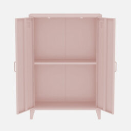 Sweeek - Metal Sideboard Cabinet With 2 Storage Compartments Industrial-Style Pink 75X33X110 Cm - Soho - thumbnail 3