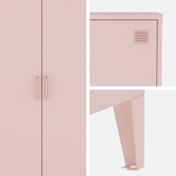 Sweeek - Metal Sideboard Cabinet With 2 Storage Compartments Industrial-Style Pink 75X33X110 Cm - Soho - thumbnail 4