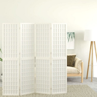 Berkfield Folding 4-Panel Room Divider Japanese Style 160X170 Cm White - image 1