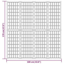 Berkfield Folding 4-Panel Room Divider Japanese Style 160X170 Cm White - thumbnail 7