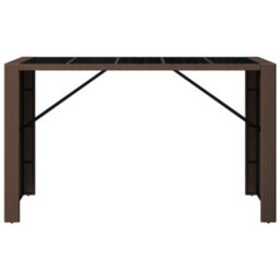 Berkfield Bar Table With Glass Top Brown 185X80X110 Cm Poly Rattan - thumbnail 3