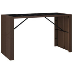 Berkfield Bar Table With Glass Top Brown 185X80X110 Cm Poly Rattan - thumbnail 2