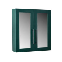 Homestylestore 600 X 650mm Dark Green Wall Mounted Mirrored Door Bathroom Cabinet And Chrome T Bar Handles