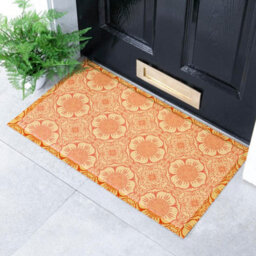 Native Natural Orange Floral Pattern Indoor & Outdoor Doormat - 70X40Cm - thumbnail 1