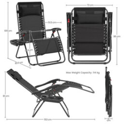 Yaheetech Black 2Pcs Oversized Zero Gravity Chair With Cupholder/pillow - thumbnail 3