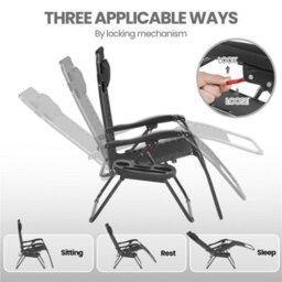 Yaheetech Black 2Pcs Oversized Zero Gravity Chair With Cupholder/pillow - thumbnail 4