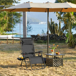 Yaheetech Black 2Pcs Oversized Zero Gravity Chair With Cupholder/pillow