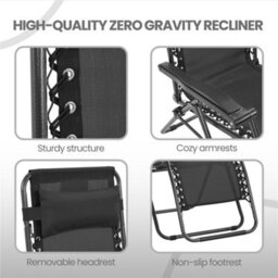 Yaheetech Black 2Pcs Oversized Zero Gravity Chair With Cupholder/pillow - thumbnail 7