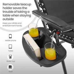 Yaheetech Black 2Pcs Oversized Zero Gravity Chair With Cupholder/pillow - thumbnail 6