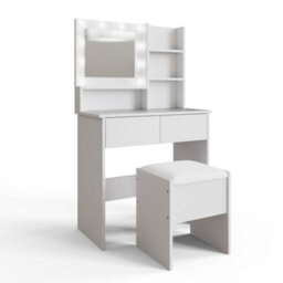 Gfw Eva Led Dressing Table Set White, Hollywood Lights, Mirror, 2 Drawers, Stool, Adjustable Led Lights For Bedroom/dressing Room. - thumbnail 4
